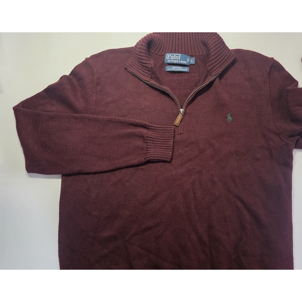 Polo Ralph‎ Lauren Mens Size L Red Long Sleeve 1/4 Zip Pullover Sweater